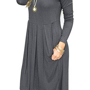 Chic Long Sleeve Gray Dress